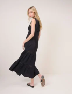 Pure Cotton Textured Midi Tiered Dress