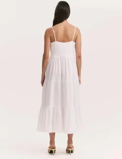 Pure Cotton Textured Midi Tiered Dress