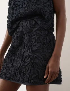 Pure Cotton Textured Mini A-Line Skirt