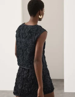 Pure Cotton Textured Mini A-Line Skirt