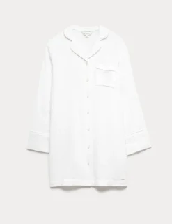 Pure Cotton Textured Muslin Nightshirt