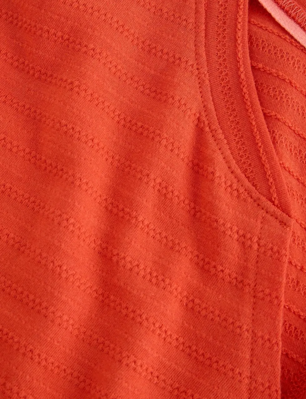 Pure Cotton Textured Notch Neck T-Shirt