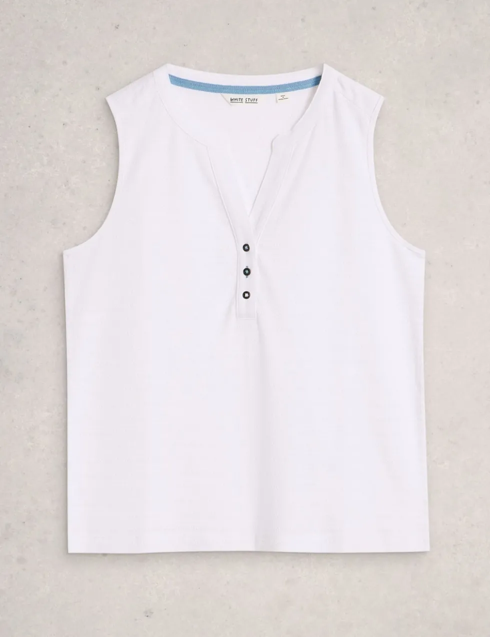 Pure Cotton Textured Notch Neck Vest