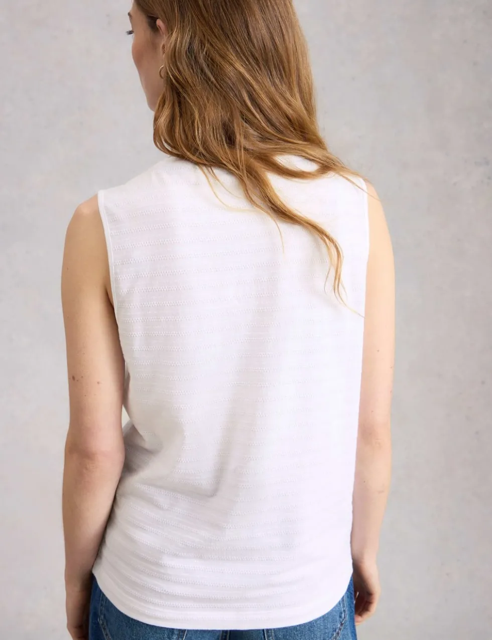 Pure Cotton Textured Notch Neck Vest