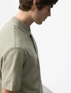 Pure Cotton Textured Polo Shirt