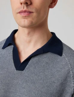 Pure Cotton Textured Polo Shirt