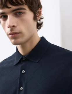Pure Cotton Textured Polo Shirt