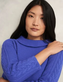Pure Cotton Textured Roll Neck Jumper