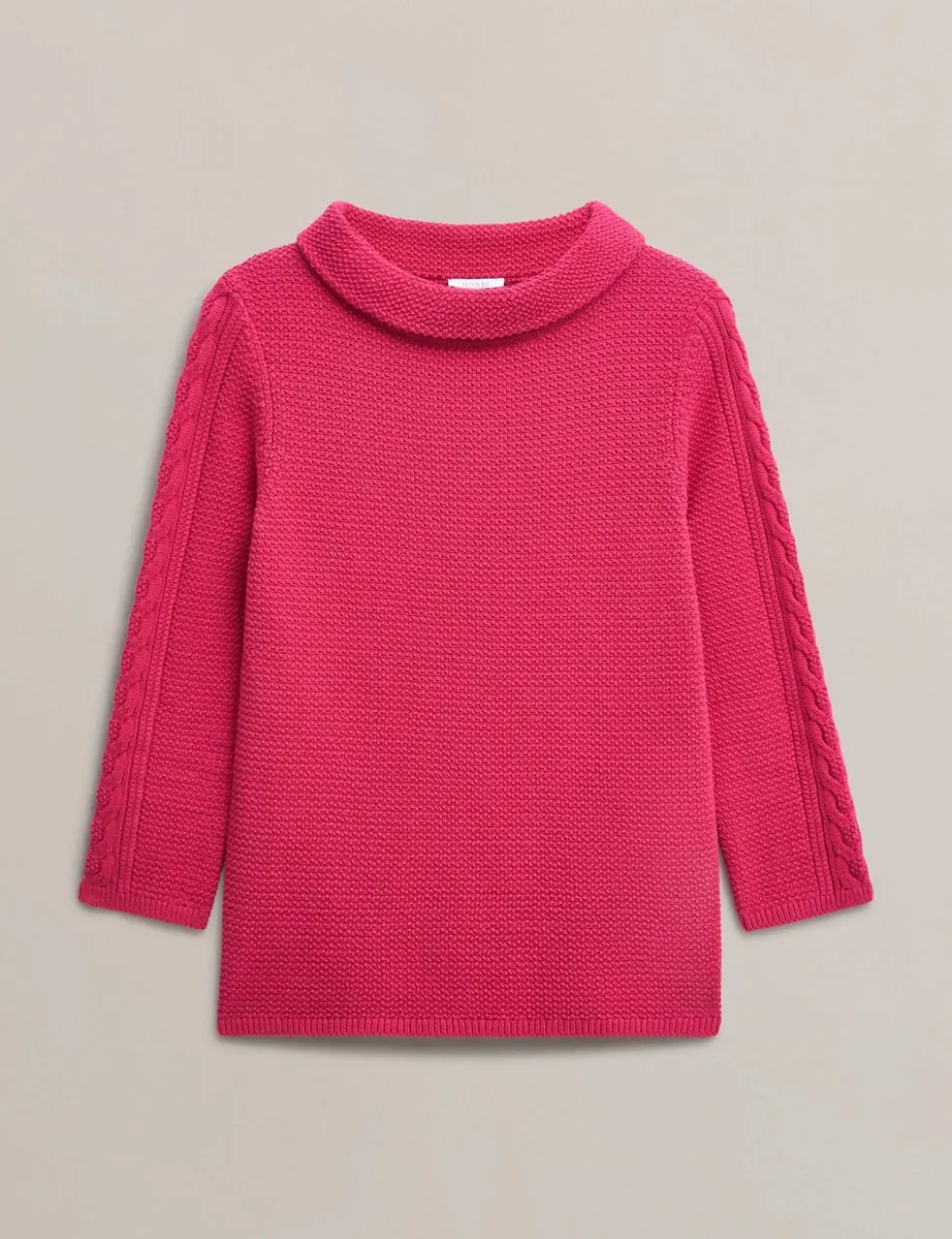 Pure Cotton Textured Roll Neck Jumper