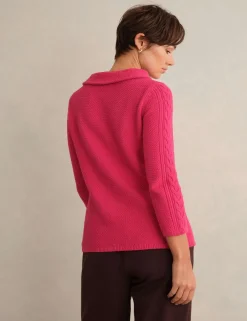 Pure Cotton Textured Roll Neck Jumper