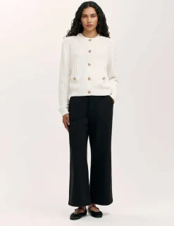 Pure Cotton Textured Round Neck Cardigan