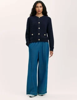Pure Cotton Textured Round Neck Cardigan