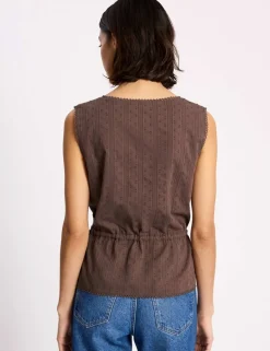 Pure Cotton Textured Scoop Neck Top