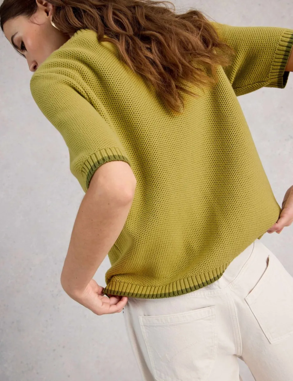 Pure Cotton Textured Short Sleeved Cardigan