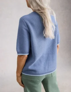 Pure Cotton Textured Short Sleeved Cardigan