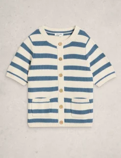 Pure Cotton Textured Short Sleeved Cardigan