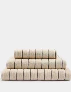 Pure Cotton Textured Striped Towel