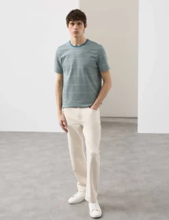 Pure Cotton Textured Striped T-Shirt