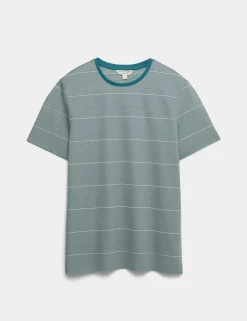 Pure Cotton Textured Striped T-Shirt