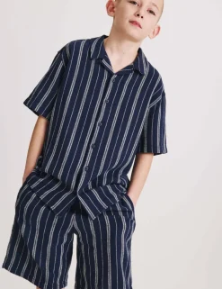 Pure Cotton Textured Stripe Shirt (6-16 Yrs)