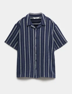 Pure Cotton Textured Stripe Shirt (6-16 Yrs)