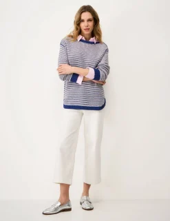 Pure Cotton Textured Striped Jumper