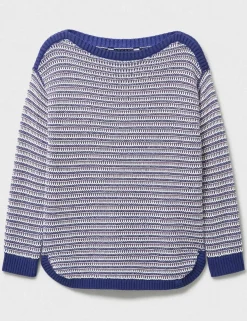 Pure Cotton Textured Striped Jumper