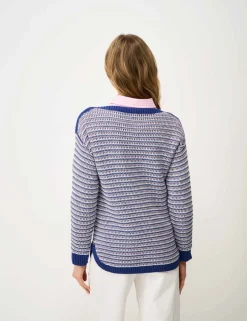Pure Cotton Textured Striped Jumper