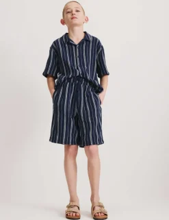 Pure Cotton Textured Striped Shorts (6-16 Yrs)