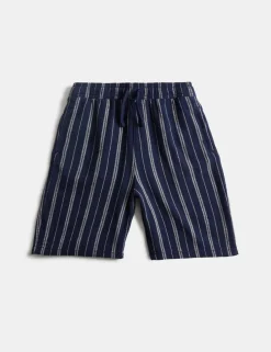 Pure Cotton Textured Striped Shorts (6-16 Yrs)