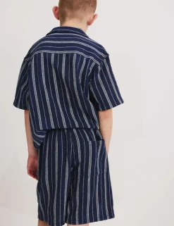 Pure Cotton Textured Striped Shorts (6-16 Yrs)