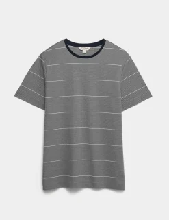 Pure Cotton Textured Striped T-Shirt