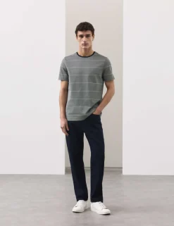 Pure Cotton Textured Striped T-Shirt