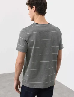Pure Cotton Textured Striped T-Shirt