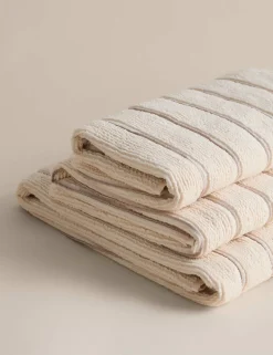 Pure Cotton Textured Striped Towel