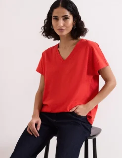 Pure Cotton Textured V-Neck T-Shirt