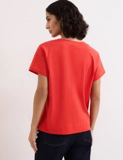 Pure Cotton Textured V-Neck T-Shirt