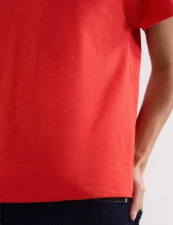 Pure Cotton Textured V-Neck T-Shirt