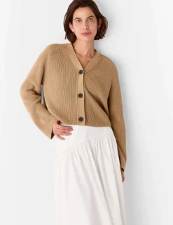 Pure Cotton Textured V-Neck Cardigan