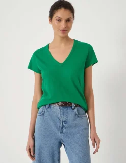 Pure Cotton Textured V-Neck T-Shirt