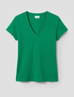 Pure Cotton Textured V-Neck T-Shirt