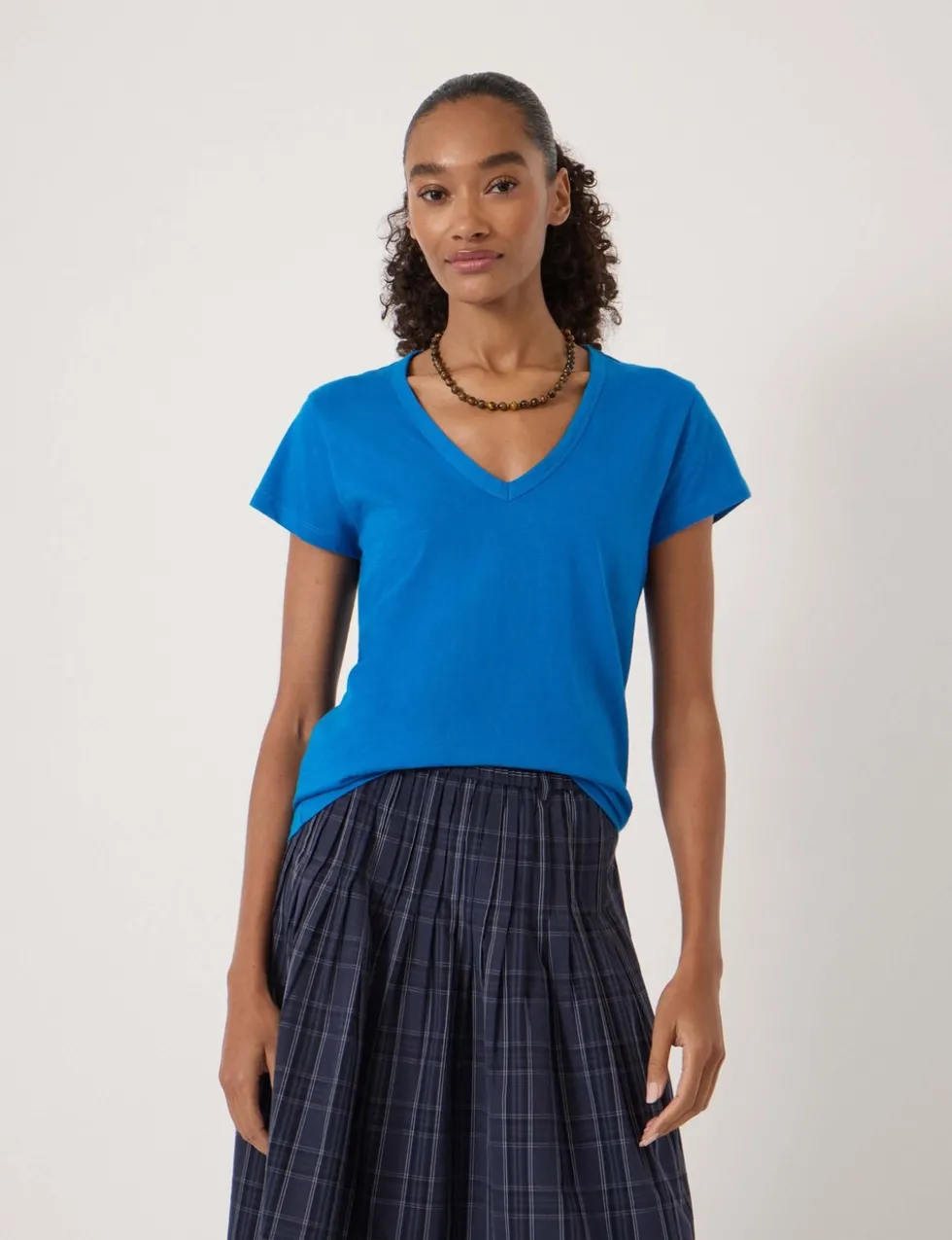 Pure Cotton Textured V-Neck T-Shirt