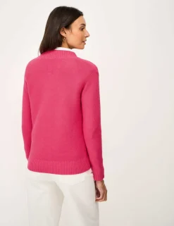 Pure Cotton Textured V-Neck Jumper