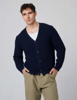 Pure Cotton Textured V-Neck Cardigan