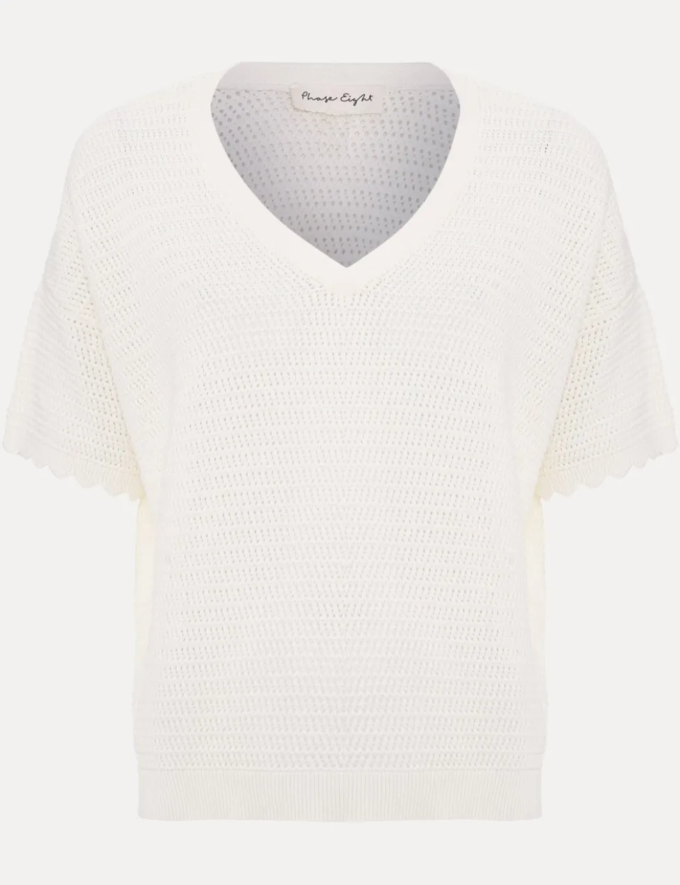 Pure Cotton Textured V-Neck Jumper