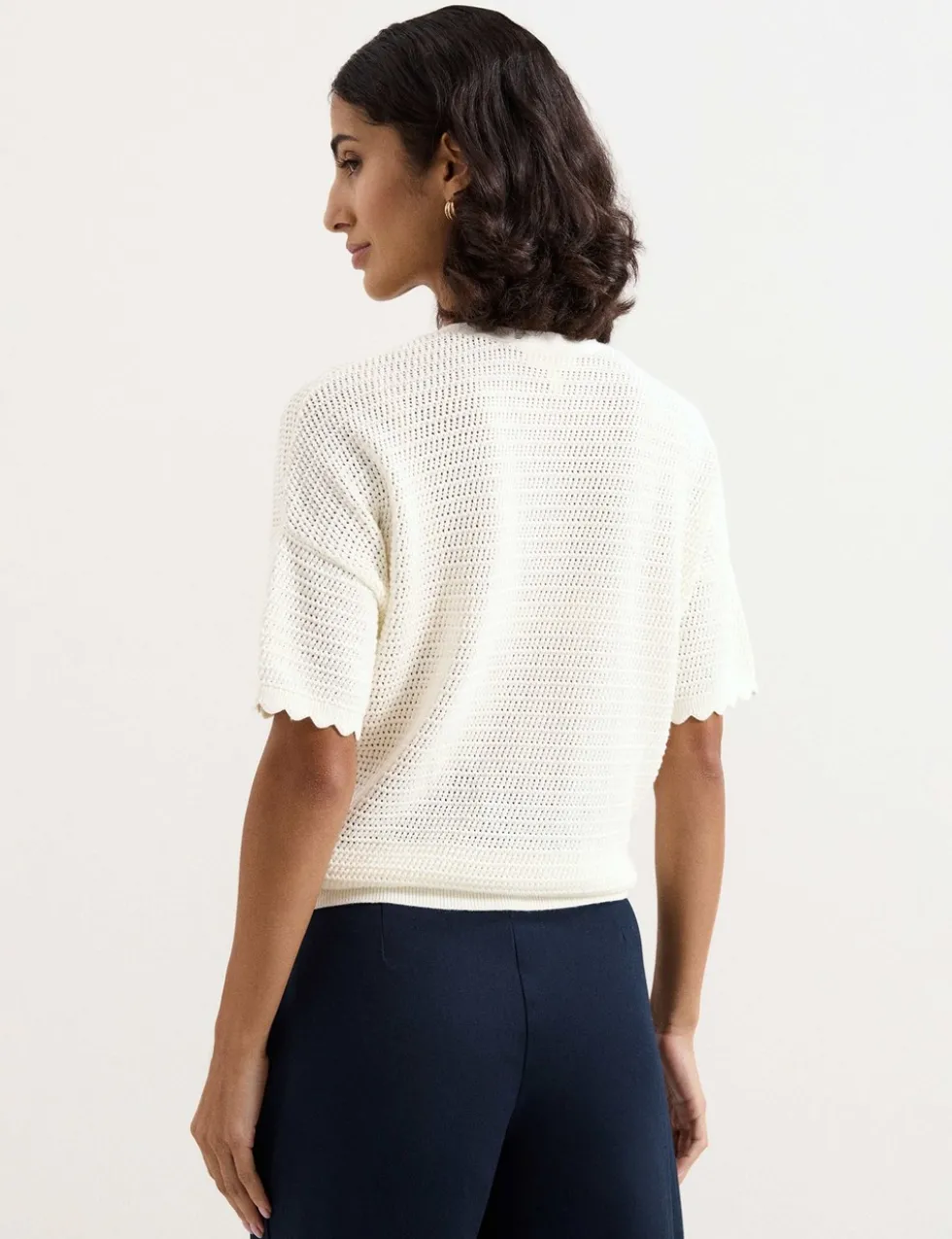 Pure Cotton Textured V-Neck Jumper