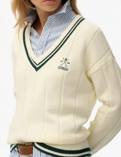 Pure Cotton Textured V-Neck Oversized Jumper