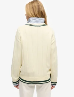 Pure Cotton Textured V-Neck Oversized Jumper