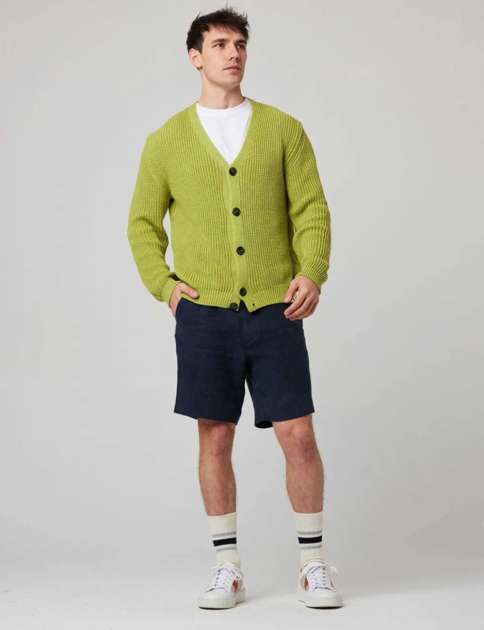 Pure Cotton Textured V-Neck Cardigan