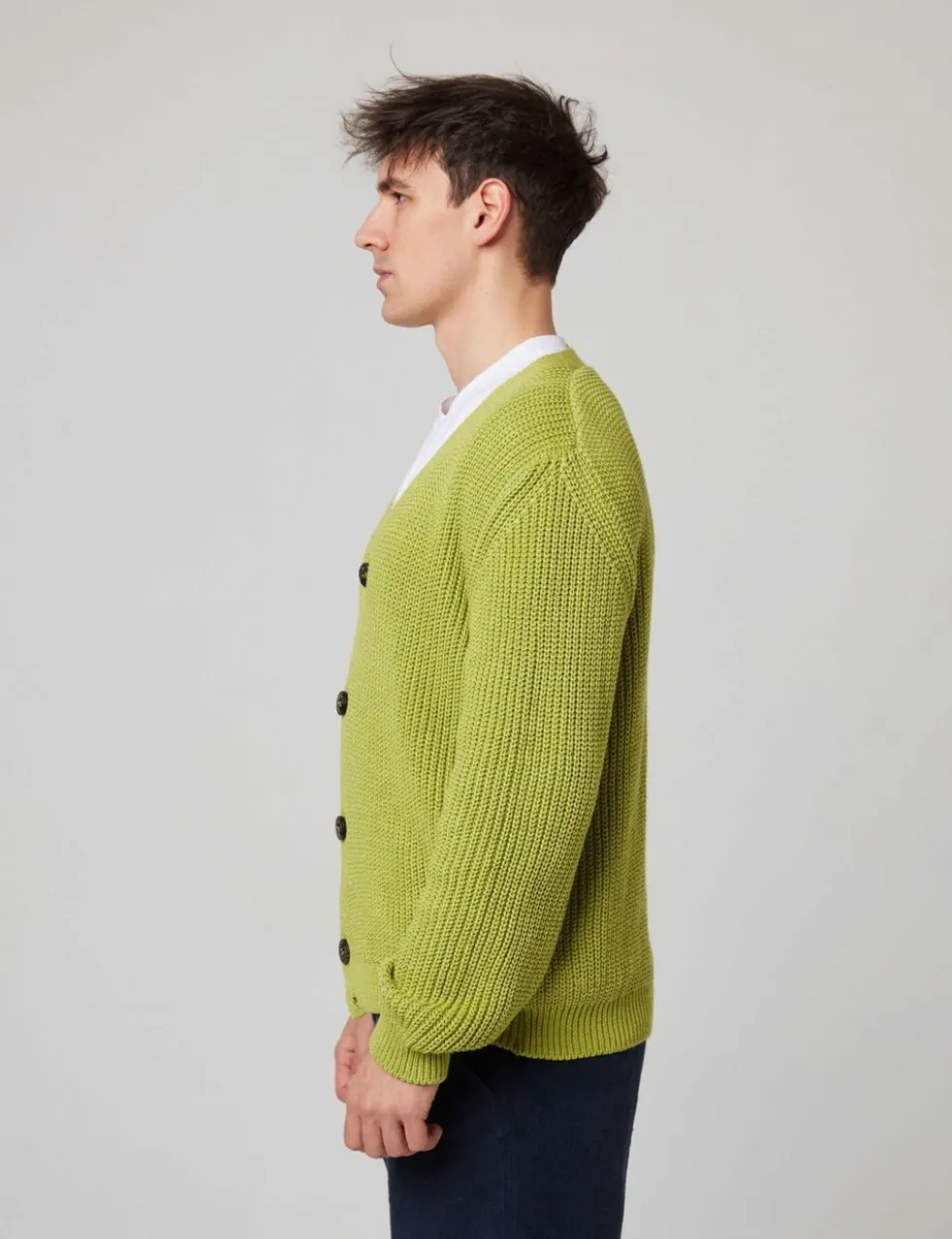 Pure Cotton Textured V-Neck Cardigan